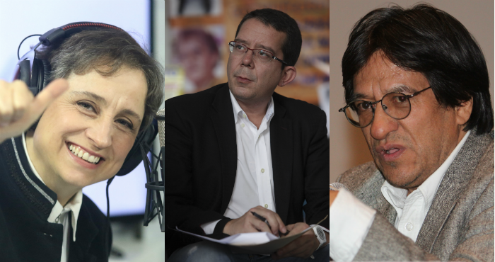 Aristegui, Villamil, Julio Astillero y otros colegas. Foto Cuartoscuro